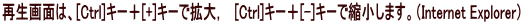 Đʂ́A[Ctrl]L[{[+]L[ŊgC@[Ctrl]L[{[-]L[ŏk܂BiInternet Explorerj